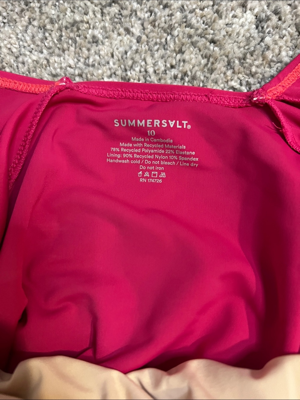 summersalt Two-Tone Red and Hot Pink Ruffle Sleeve One-Piece Bodysuit - Picture 2 of 5